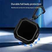 Samsung Galaxy Buds4/Buds4 Pro robust etui med karabinhage og rengøringspenne - sort