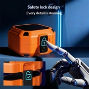 Samsung Galaxy Buds4/Buds4 Pro robust etui med karabinhage og rengøringspenne - orange / sort