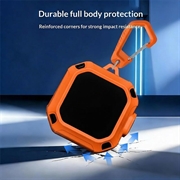 Samsung Galaxy Buds4/Buds4 Pro robust etui med karabinhage og rengøringspenne - orange / sort