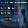 S-formet RGB-vækkeur med to skærme til børn med tegneseriedyr