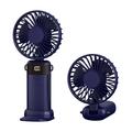 S1 sammenklappelig håndholdt miniventilator med LED-display og 5 hastigheder - blå