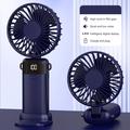 S1 sammenklappelig håndholdt miniventilator med LED-display og 5 hastigheder - blå