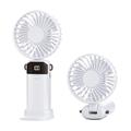 S1 sammenklappelig håndholdt miniventilator med LED-display og 5 hastigheder - hvid