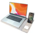 S112 3-i-1-laptop-taske med 15W magnetisk trådløs opladningsplade - grå