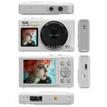 S150 Pro 5K digitalkamera med dobbeltskærm og 32GB hukommelseskort - hvid