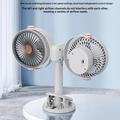 S19 bærbar ventilator med to blæserhoveder og klipsfastgørelse samt 5 hastighedsindstillinger