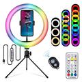 S26-RGB 10" RGB LED-ringlys Selfie-fotografering Fill Light med telefonholder og stativ