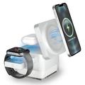 S6 3-i-1 MagSafe-oplader med RGB-lys - iPhone, Apple Watch, AirPods - Hvid