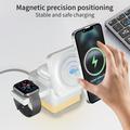 S6 3-i-1 MagSafe-oplader med RGB-lys - iPhone, Apple Watch, AirPods - Hvid