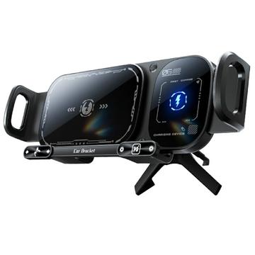 SD01 15W trådløs biloplader / bilholder med to spoler - sort