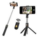 SELFIESHOW K07 3-i-1 Bluetooth Selfie Stick, stativ og fjernbetjening - Sort