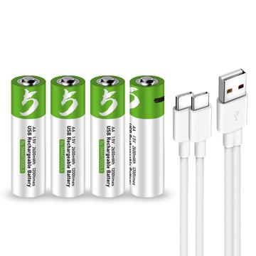 SMARTOOOLS Lithium USB-C genopladeligt AA-batteri - 1700mAh - 4 stk.
