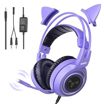 SOMIC G951S E-Sports Gaming-hovedtelefon 3.5mm over ear-headset med ledning - lilla
