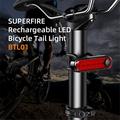 SUPERFIRE BTL01 620nm bølgelængde USB genopladelig cykel LED baglygte vandtæt cykel advarsel baglygte