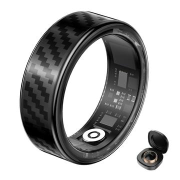 SY02 Smart ring med kulfibermønster - Størrelse: 19.9mm - Sort