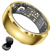 SY15 Smart Ring sundhedsmonitor med vibrationsalarmer - størrelse 9 - guld