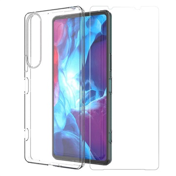 Saii 2-i-1 Sony Xperia 1 IV TPU Cover & Skærmbeskyttelse Hærdet Glas