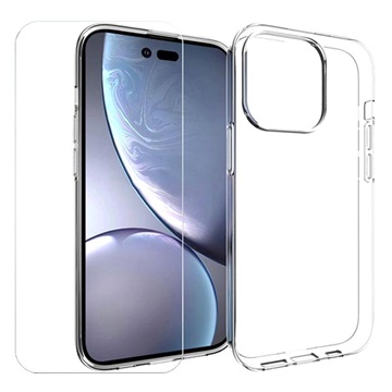 Saii 2-i-1 iPhone 14 Pro TPU Cover & Skærmbeskyttelse Hærdet Glas