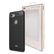 Saii Børstet Google Pixel 3 XL TPU Cover - Karbonfiber - Sort