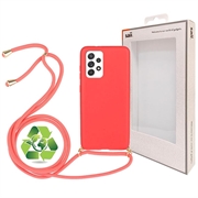 Saii Eco Line Samsung Galaxy A52 5G, Galaxy A52s Biologisk Nedbrydeligt Cover med Strap - Rød