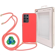 Saii Eco Line Samsung Galaxy S21 Ultra 5G Cover med Strap - Rød