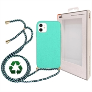 Saii Eco Line iPhone 11 Biologisk Nedbrydeligt Cover med Strap - Cyan