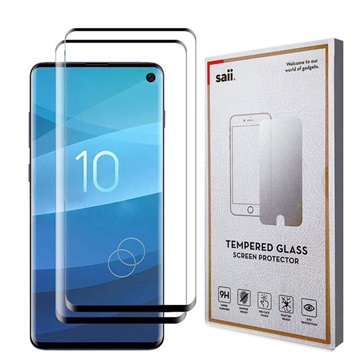 Saii 3D Premium Samsung Galaxy S10 Panserglas - 9H, 2 Stk. - Sort