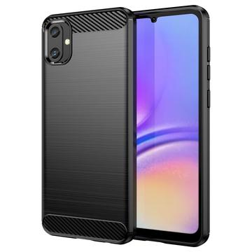 Samsung Galaxy A05 Børstet TPU Cover - Karbonfiber - Sort