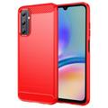 Samsung Galaxy A05s Børstet TPU Cover - Karbonfiber - Rød