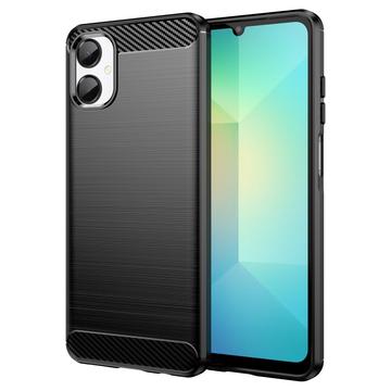 Samsung Galaxy A06 5G Børstet TPU Cover - Karbonfiber - Sort