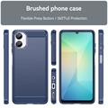 Samsung Galaxy A06 5G Børstet TPU Cover - Karbonfiber - blå