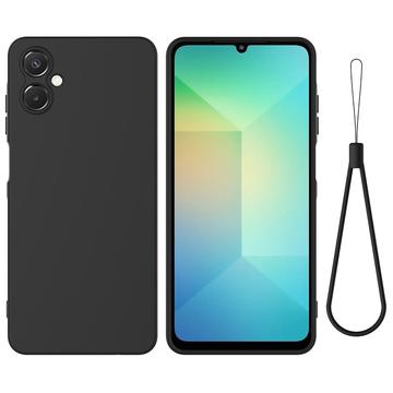 Samsung Galaxy A06 5G Flydende silikone cover med håndrem - sort