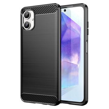 Samsung Galaxy A06 Børstet TPU Cover - Karbonfiber - Sort