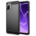 Samsung Galaxy A07 4G Børstet TPU Cover - Karbonfiber - Sort