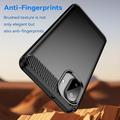 Samsung Galaxy A07 4G Børstet TPU Cover - Karbonfiber - Sort