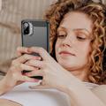 Samsung Galaxy A07 4G Børstet TPU Cover - Karbonfiber - Sort