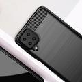 Samsung Galaxy A12 Børstet TPU Cover - Karbonfiber