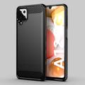 Samsung Galaxy A12 Børstet TPU Cover - Karbonfiber