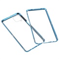 Samsung Galaxy A12 Magnetisk Cover med Hærdet glas skærmbeskyttelse - Blå
