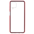 Samsung Galaxy A12 Magnetisk Cover med Skærmbeskyttelse Hærdet Glas - Rød