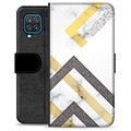 Samsung Galaxy A12 Premium Flip Cover med Pung - Abstrakt Marmor