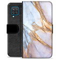Samsung Galaxy A12 Premium Flip Cover med Pung - Elegant Marmor