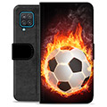 Samsung Galaxy A12 Premium Flip Cover med Pung - Fodbold Flamme
