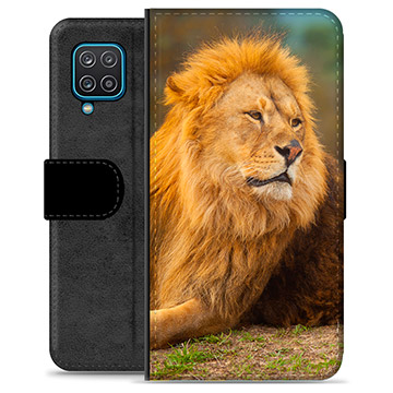 Samsung Galaxy A12 Premium Flip Cover med Pung - Løve
