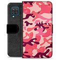 Samsung Galaxy A12 Premium Flip Cover med Pung - Pink Camouflage