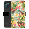 Samsung Galaxy A12 Premium Flip Cover med Pung - Lyserøde Blomster