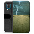Samsung Galaxy A12 Premium Flip Cover med Pung - Storm