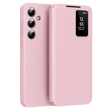 Samsung Galaxy A16 Smart Clear View Flip etui med kortplads - Pink