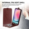 Samsung Galaxy A16 Vertikal Flip Cover med Kortholder - Brun