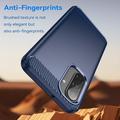 Samsung Galaxy A17 Børstet TPU Cover - Karbonfiber - blå